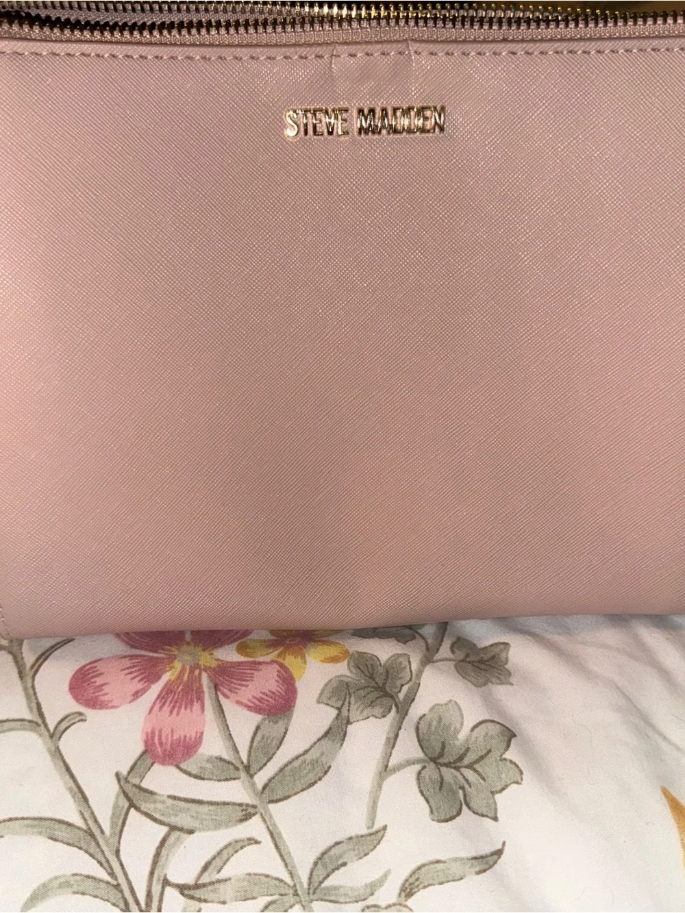 Steve Madden Light Pink Wristlet Clutch with Gold Logo